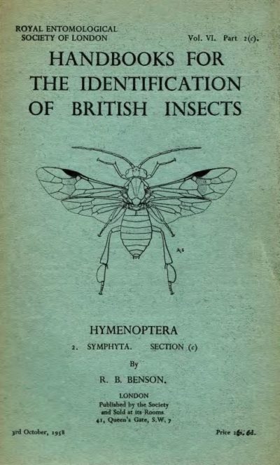 Cover of Hymenoptera – Symphyta. RES Handbooks for the Identification o