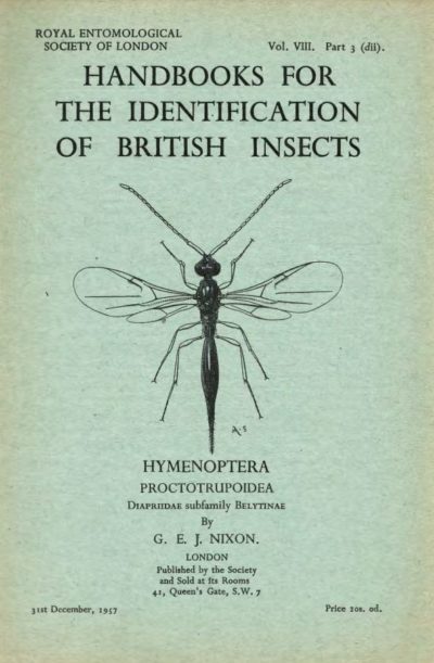 Cover of Hymenoptera Proctotrupoidea Diapridae Belytinae, RES Handbooks for the Identification of British Insects, Volume 8, Part 3dii