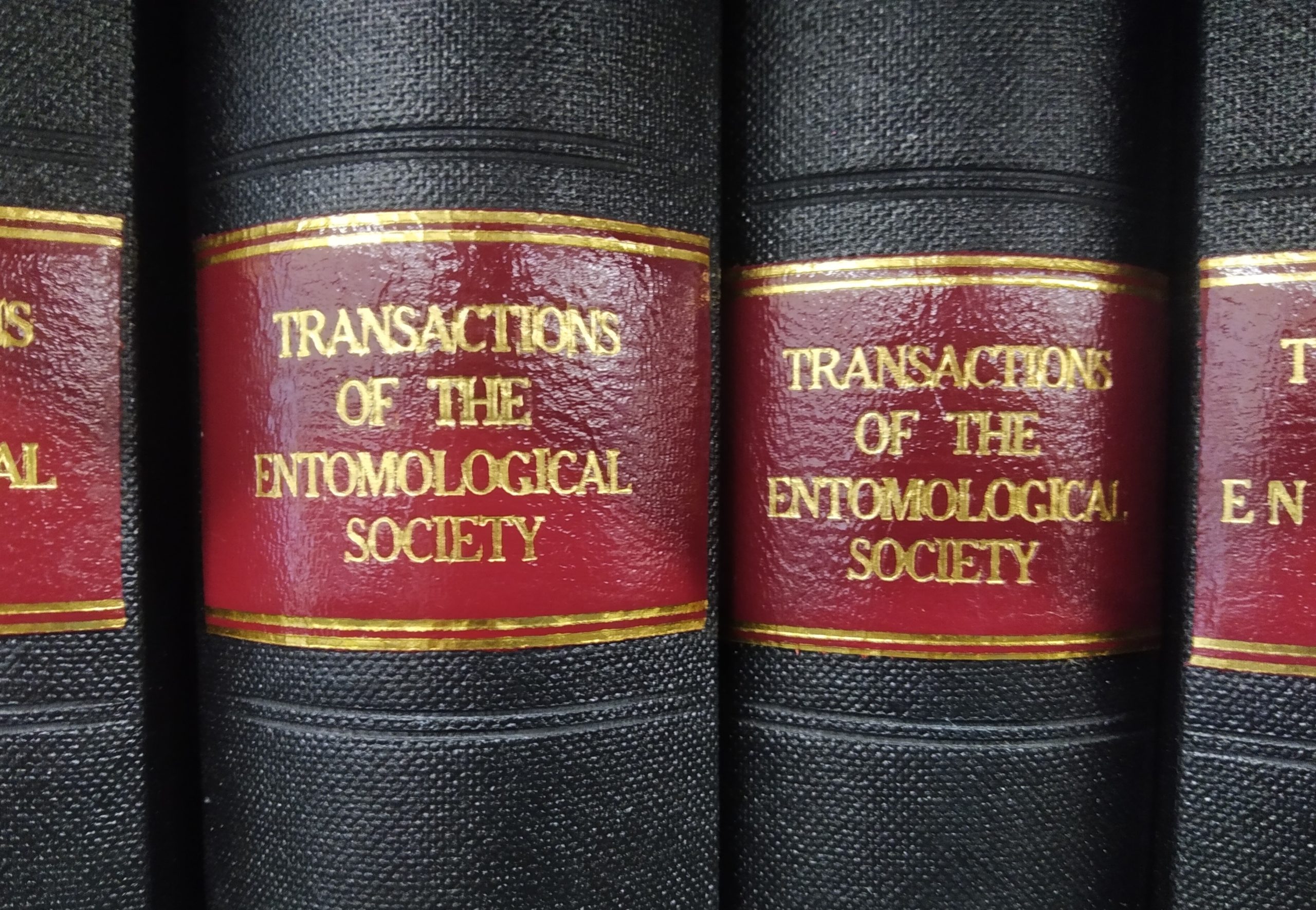 Several bound journal volumes titled Transactions of the Entomological Society