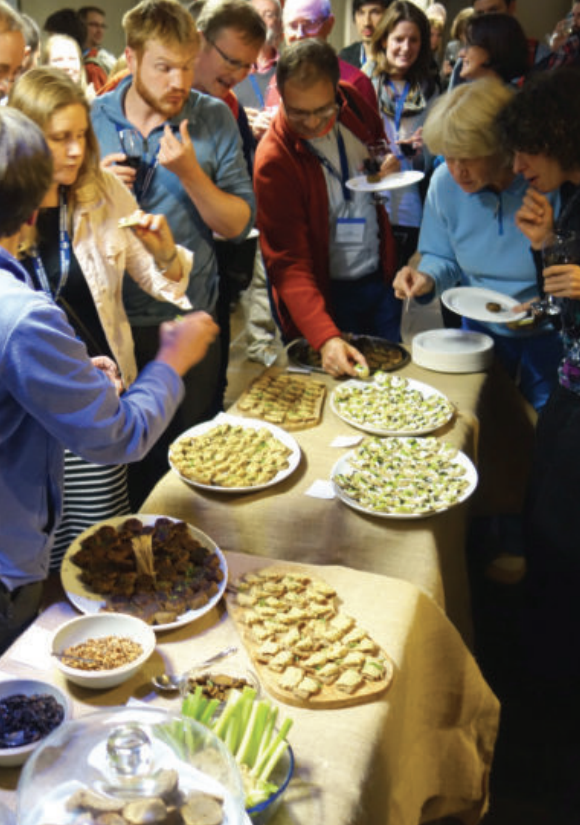 Delegates at Ento 15 tuck into the insect hors d’oeuvres provided