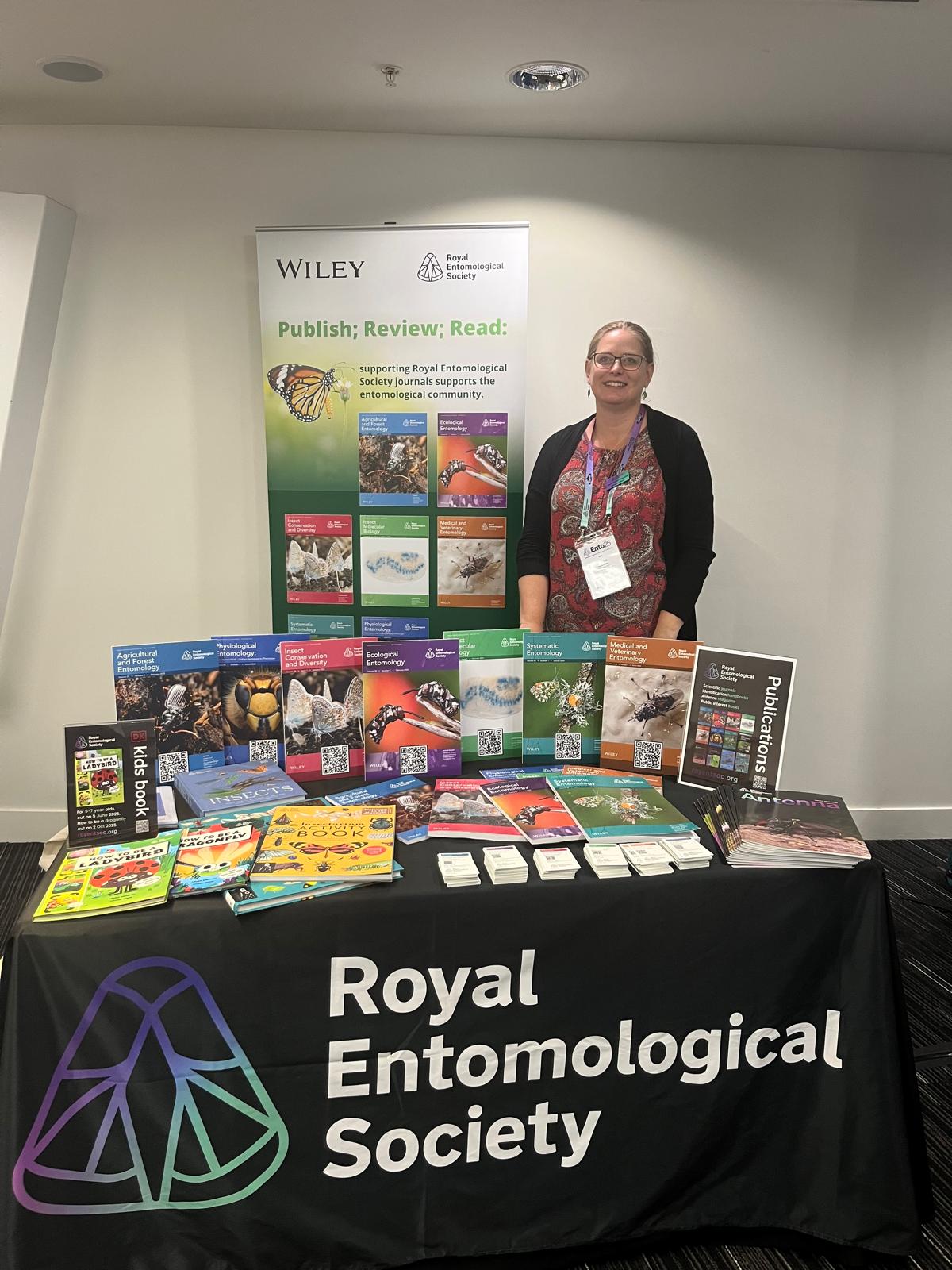 Jayne at a RES publications stand