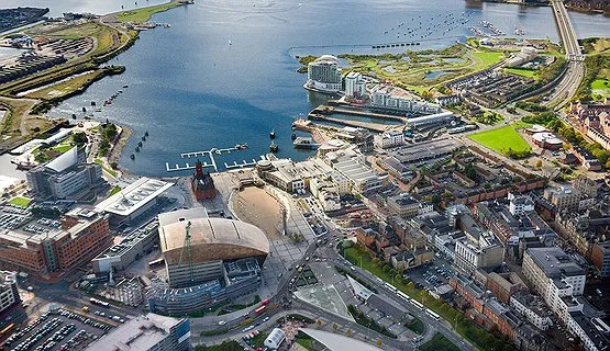 View of Cardiff Bay and barrage, Wales