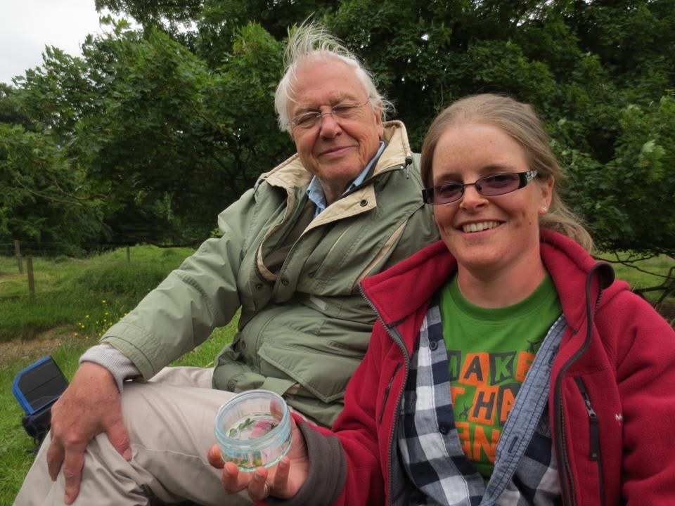 David Attenborough with Sarah Meredith, RES Conservation Project Officer in 2013