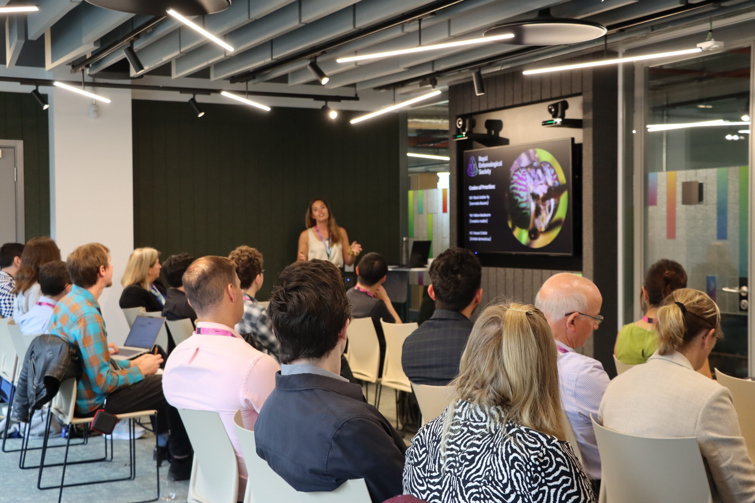 Dr Jess Stokes FRES at a roundtable event discussing insect welfare codes of practice