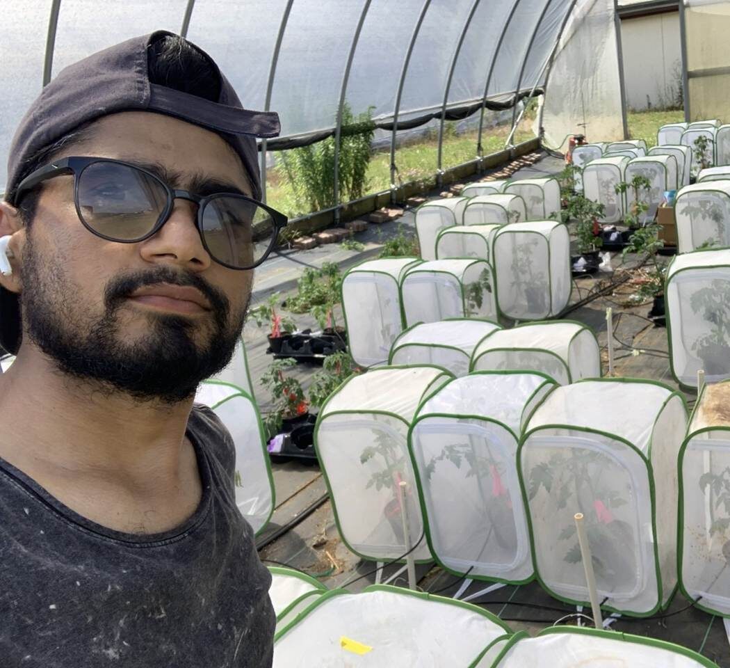 Bijay Subedi, EEN Journal Award Winner 2025, with his defence experiment. Image Credit: Bijay Subedi