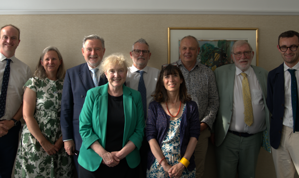 Simon Ward with Professor Helen Roy, Barry Gardiner, Manuela Perteghella, Lord Randall, Irene Campbell, Blake Stephenson, Adrian Ramsay, Professor Jeff Ollerton, Professor Phil Stevenson and Tom Leeman coming together for The Bees, Pollinators and Invertebrates APPG's first oral evidence session for our inquiry into invasive species and their impact on pollinator health.