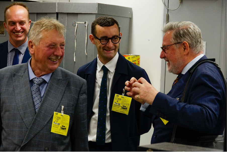 Simon Ward, Tom Leeman with members of parliament Barry Gardiner MP and Sammy Wilson MP at the Museum tour. 